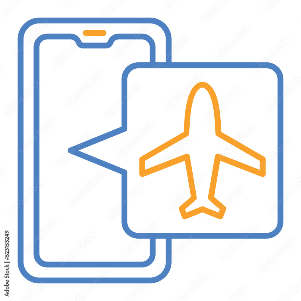 Fototapeta premium Airplane Mode Blue And Orange Line Icon
