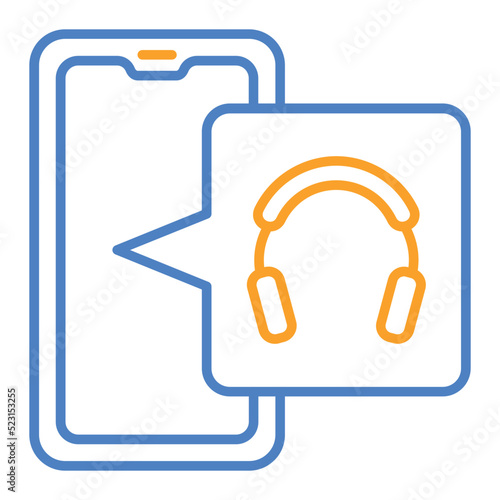Headphones Blue And Orange Line Icon