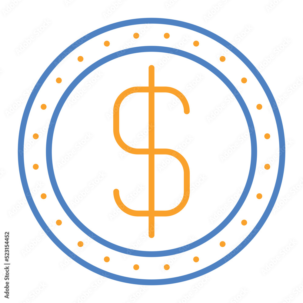 Dollar Blue And Orange Line Icon Dollar Blue And Orange Line Icon