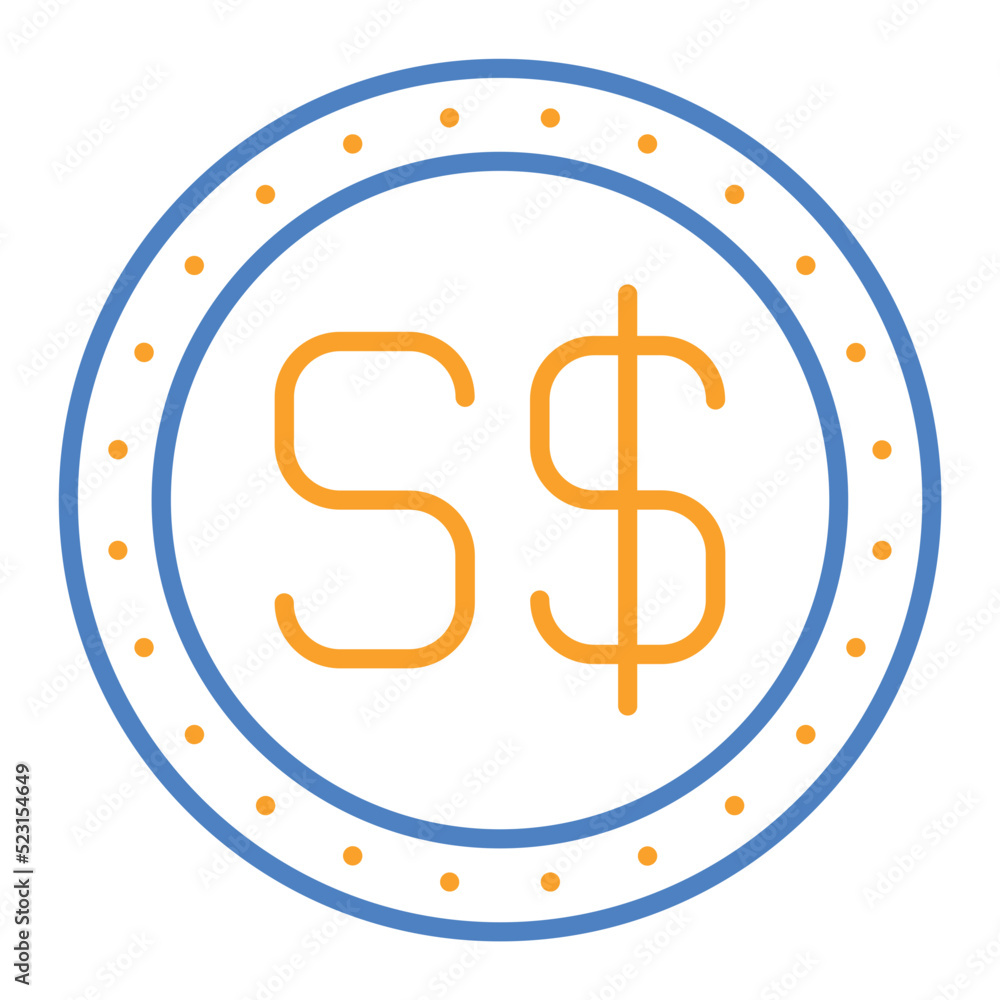 Singapore Dollar Blue And Orange Line Icon Singapore Dollar Blue And Orange Line Icon