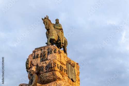 Palma de Mallorca  Spain. Monument to James I of Aragon the Conqueror  in Placa d Espanya