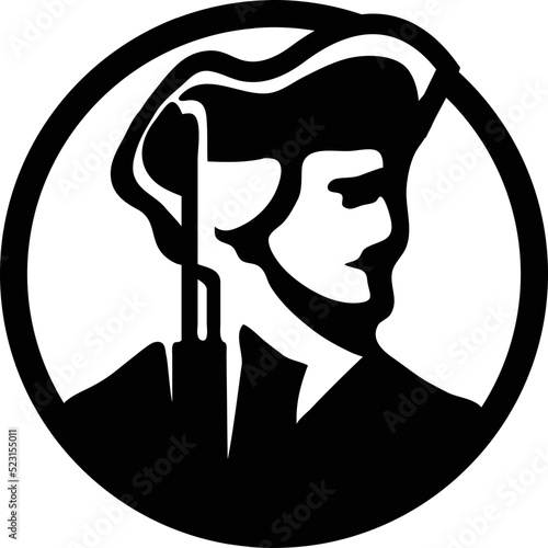 Icon of sentry holding a rifle stands 