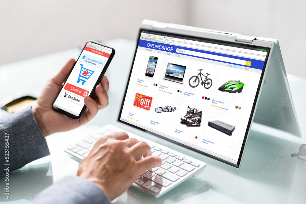 Man Using Online Ecommerce Shop Man Using Online Ecommerce Shop