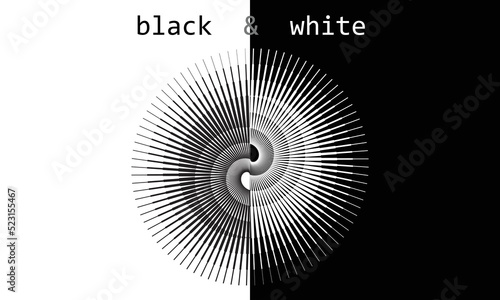 Black and white lines abstract background. Yin and yang symbol. Day and night concept.