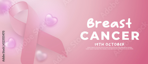 Realistic breast cancer awareness month background