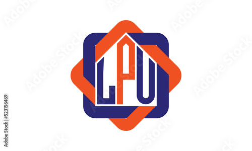 LPU three letter real estate logo with home icon logo design vector template | construction logo | housing logo | engineering logo | initial letter logo | minimalist logo | property logo | photo