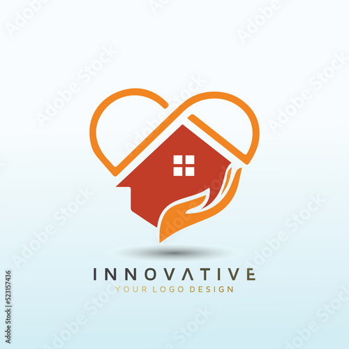 Logo for envision the outline of a house with the roof of the house being a heart