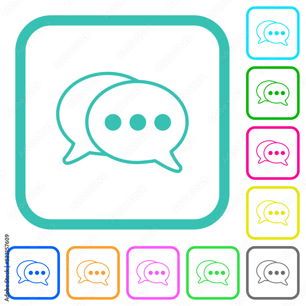Two oval active chat bubbles outline vivid colored flat icons Two oval active chat bubbles outline vivid colored flat icons