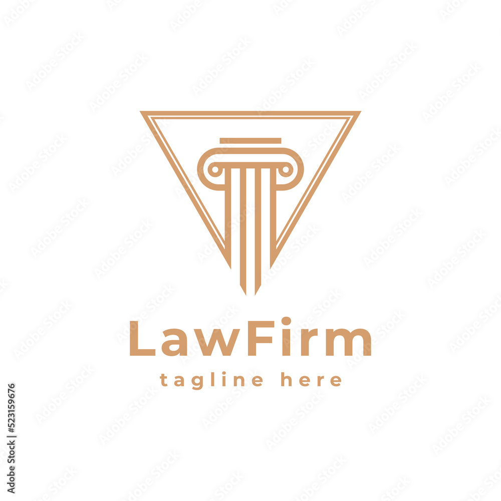 Justice Law Firm Triangle Pillar Column Logo Design Inspiration