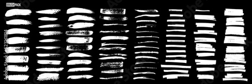 Grunge white paint brush stroke set, abstract brushstrokes with different textures