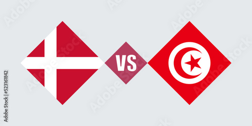 Denmark vs Tunisia flag concept. Vector illustration.