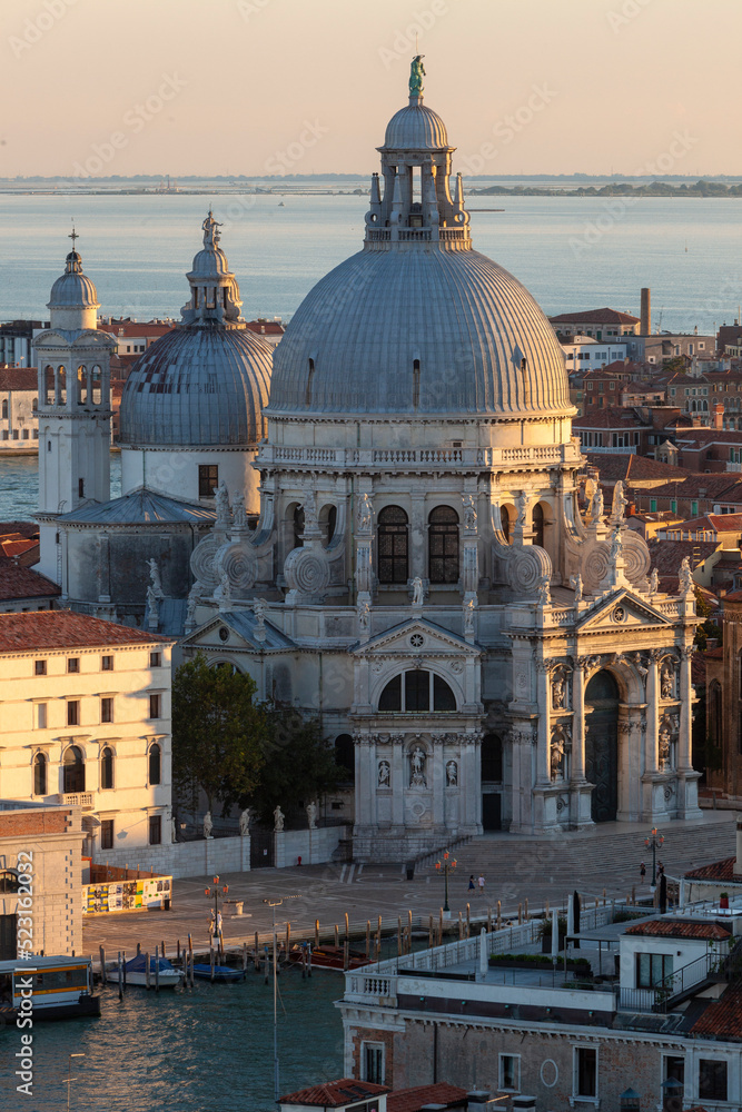 Venezia. Veduta aerea di Santa Maria della Salute con cupola 
