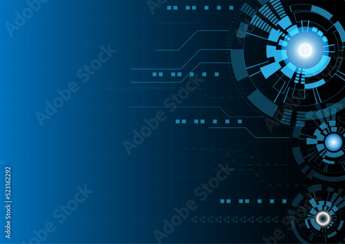 Illustration or vector of circle blue abstract engineering technology background, communication and innovation concept 
