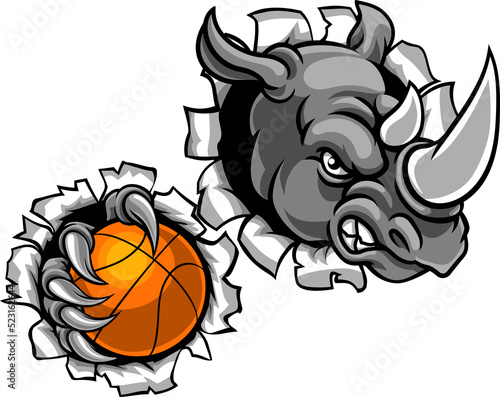 A rhino basketball animal s...
