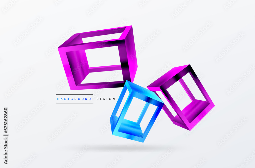 3D cube shapes vector geometric background. Trendy techno business template for wallpaper, banner, background or landing 3D cube shapes vector geometric background. Trendy techno business template for wallpaper, banner, background or landing