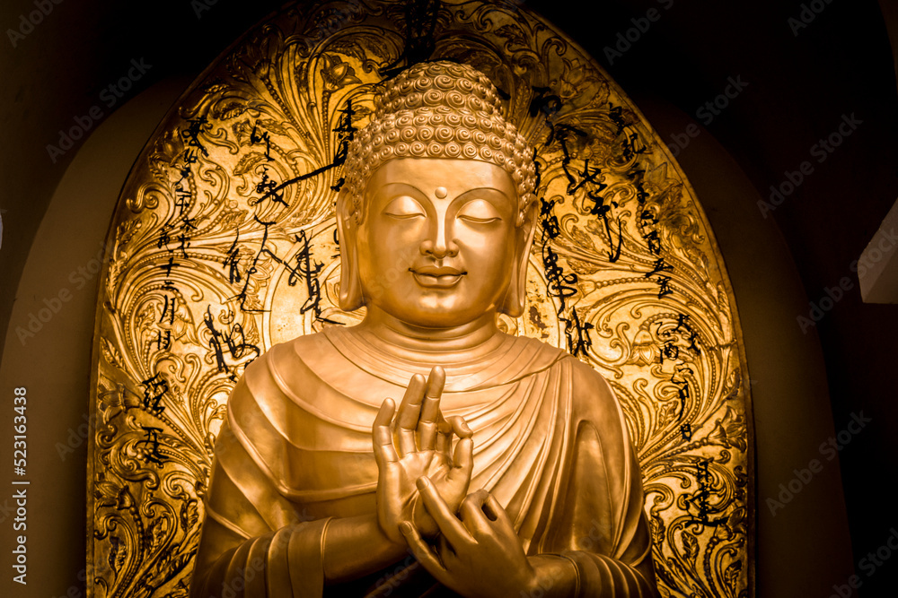 Buddha in Peace Pagoda at Darjeeling, India.