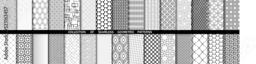 Set of vector seamless geometric patterns for your designs and backgrounds. Geometric abstract ornament. Black and white ornaments with repeating elements