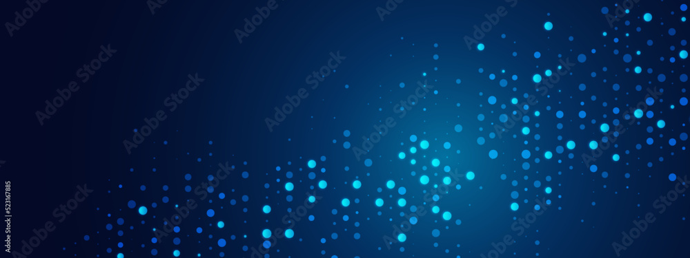 Blue neon abstract background of dots. Texture of random particles. Chaotic ornament. Linear pattern of point. Design of banner, poster for website, frame social networks. Vector illustration Blue neon abstract background of dots. Texture of random particles. Chaotic ornament. Linear pattern of point. Design of banner, poster for website, frame social networks. Vector illustration