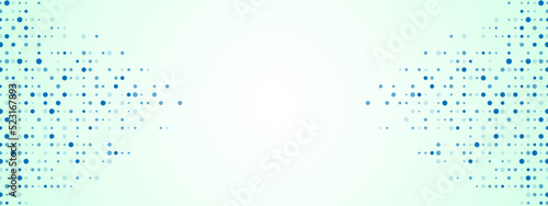 Blue abstract background of dots. Texture of random particles. Chaotic ornament, mosaic. Linear pattern of small dots. Design of banner, poster website, frame social networks. Vector illustration.