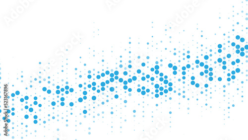 Blue abstract background of dots. Texture of random particles. Chaotic ornament, mosaic. Linear pattern of small dots. Design of banner, poster website, frame social networks. Vector illustration.