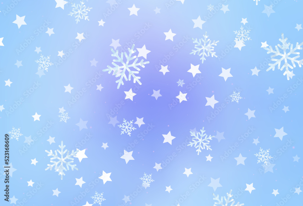 Light Pink, Blue vector pattern with christmas snowflakes, stars. Light Pink, Blue vector pattern with christmas snowflakes, stars.