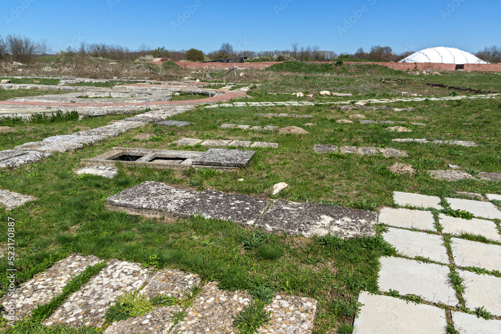 Ruins of The capital of the First  Bulgarian Empire medieval stronghold Pliska, Shumen Region, Bulgaria