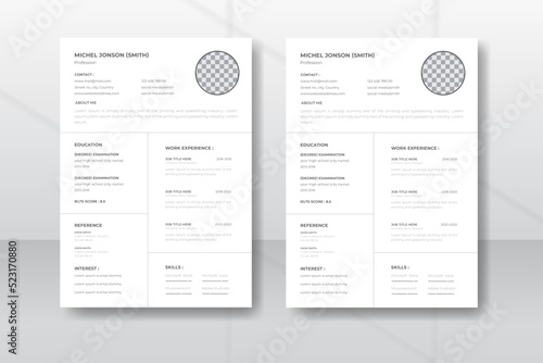 A4 white minimal resume template design cv template design