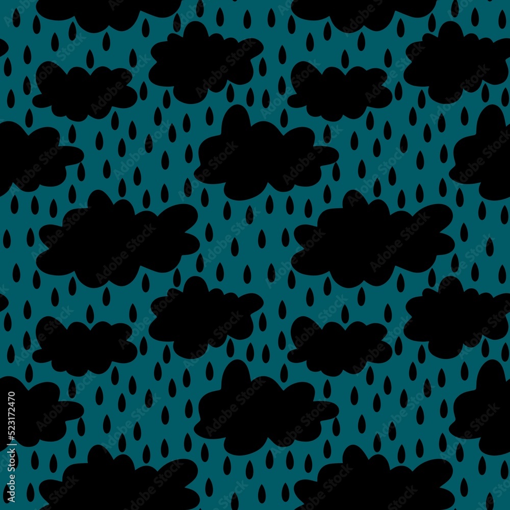 Cartoon seamless clouds and rain drops pattern for kids clothes print and accessories and notebooks and wrapping Cartoon seamless clouds and rain drops pattern for kids clothes print and accessories and notebooks and wrapping