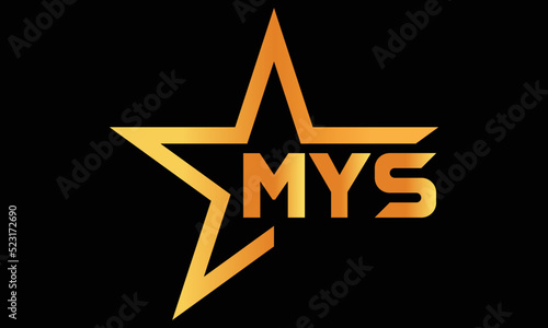 MYS golden luxury star icon three letter logo design vector template. royal logo | luxury logo | jewelry logo | premium logo | iconic logo | Victoria logo |