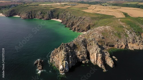 United Kingdom, Cornwall, Porthcurno, beaches and coastline photo