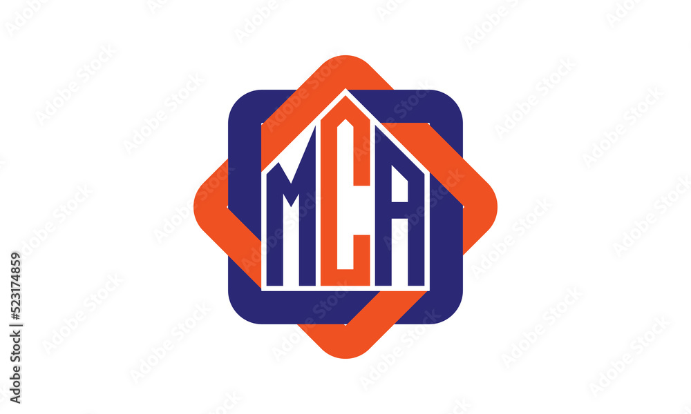 MCA three letter real estate logo with home icon logo design vector ...