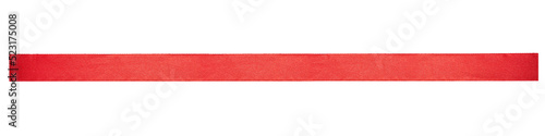 A straight red ribbon for Christmas and birthday present isolated against a transparent background.
