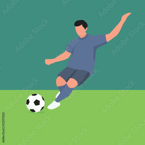 Simple Vector illustration drawing of a young talented football player taking a free-kick. Soccer match sports concept. Practice football. Modern design vector illustration