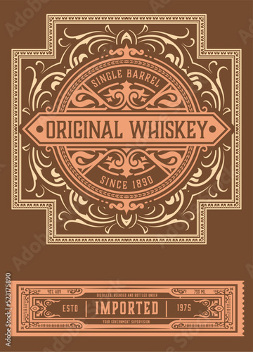 Whiskey label with old frames