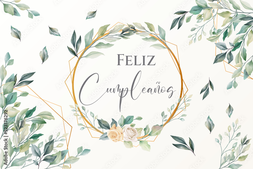 tarjeta o pancarta para desear un feliz cumpleaños en verde en un círculo y  un diamante