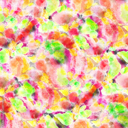 Watercolor abstract seamless pattern. Creative texture with bright abstract hand drawn elements. Abstract colorful print. 