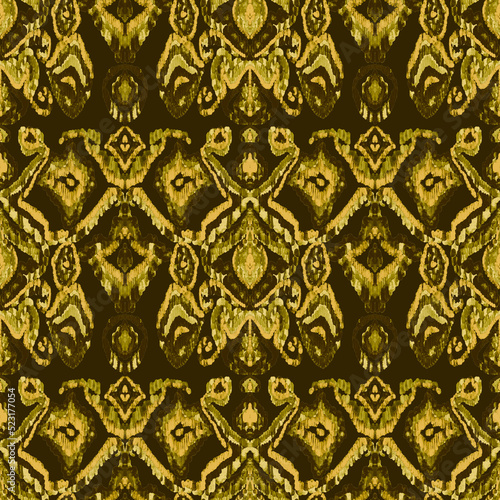 Colorful ikat pattern in vintage style. Elegant ethnic background. Hand drawn oriental art. Seamless geometric vintage texture. 