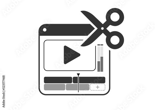 Icon  app Video Editing. Post Production timeline editing. Icon Video Timeline black Color.