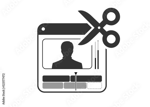 Icon  app Video Editing. Post Production timeline editing. Icon Video Timeline black Color.