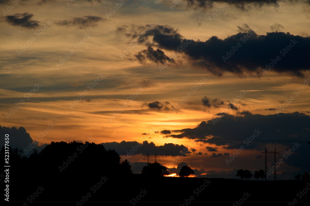 Sunset near the village Dozice (Europe – Czech Republic)