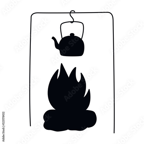 Vector hand drawn flat silhouette illustration