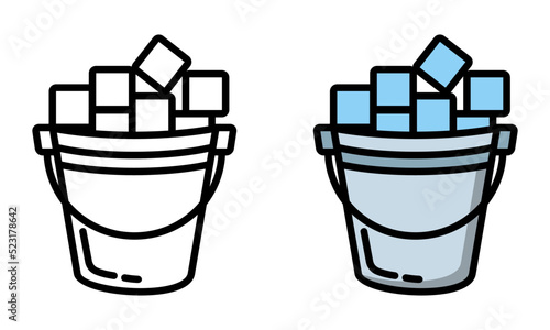 Illustration Vector Graphic of ice bucket, drink,  ice cubes icon