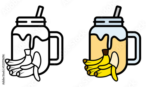 Illustration Vector Graphic of smothie, glass banana, fruit, drink icon