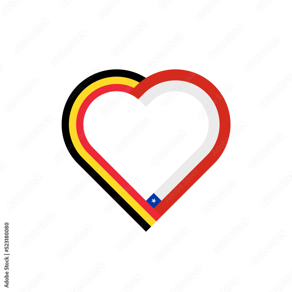 unity concept. heart ribbon icon of belgium and chile flags. vector illustration isolated on white background