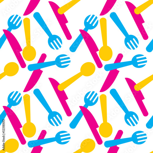 Pattern of Knife, Fork and Spoon with fun color combination