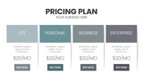 Modern creative pricing subscription plan table template with minimal line icon style. UI UX interface design elements. Infographic design element with option plans for website or presentation vector.