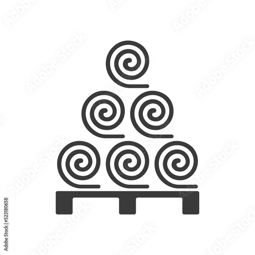Turf Rolls.Lawn rolls on pallet glyph icon isolated on white background.Vector illustration.