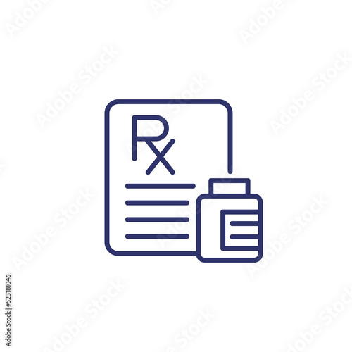 medical prescription line icon on white
