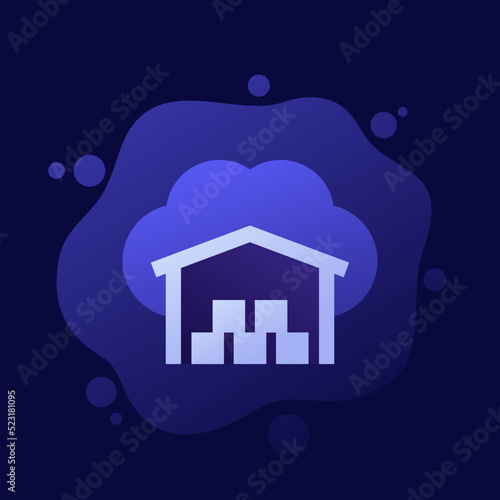 Cloud platform for warehouse icon, vector design