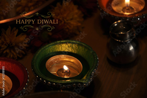 Photography Diwali Lamp Fifteen Text